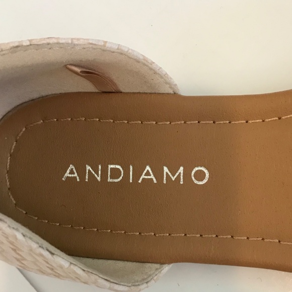 ANDIAMO Sandals Slip On Flats Rhinestone Cream Acaine Women’s Size 7 - Picture 12 of 15
